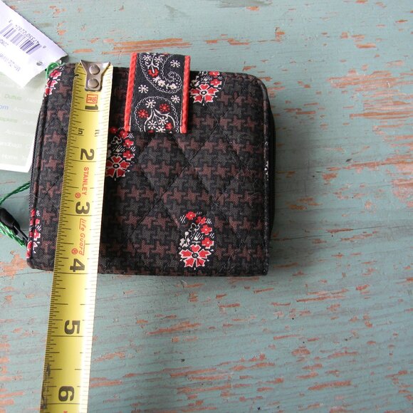NWT VERA BRADLEY MINI ZIP COMPACT WALLET HOUNDSTOOTH BROWN - Picture 2 of 6